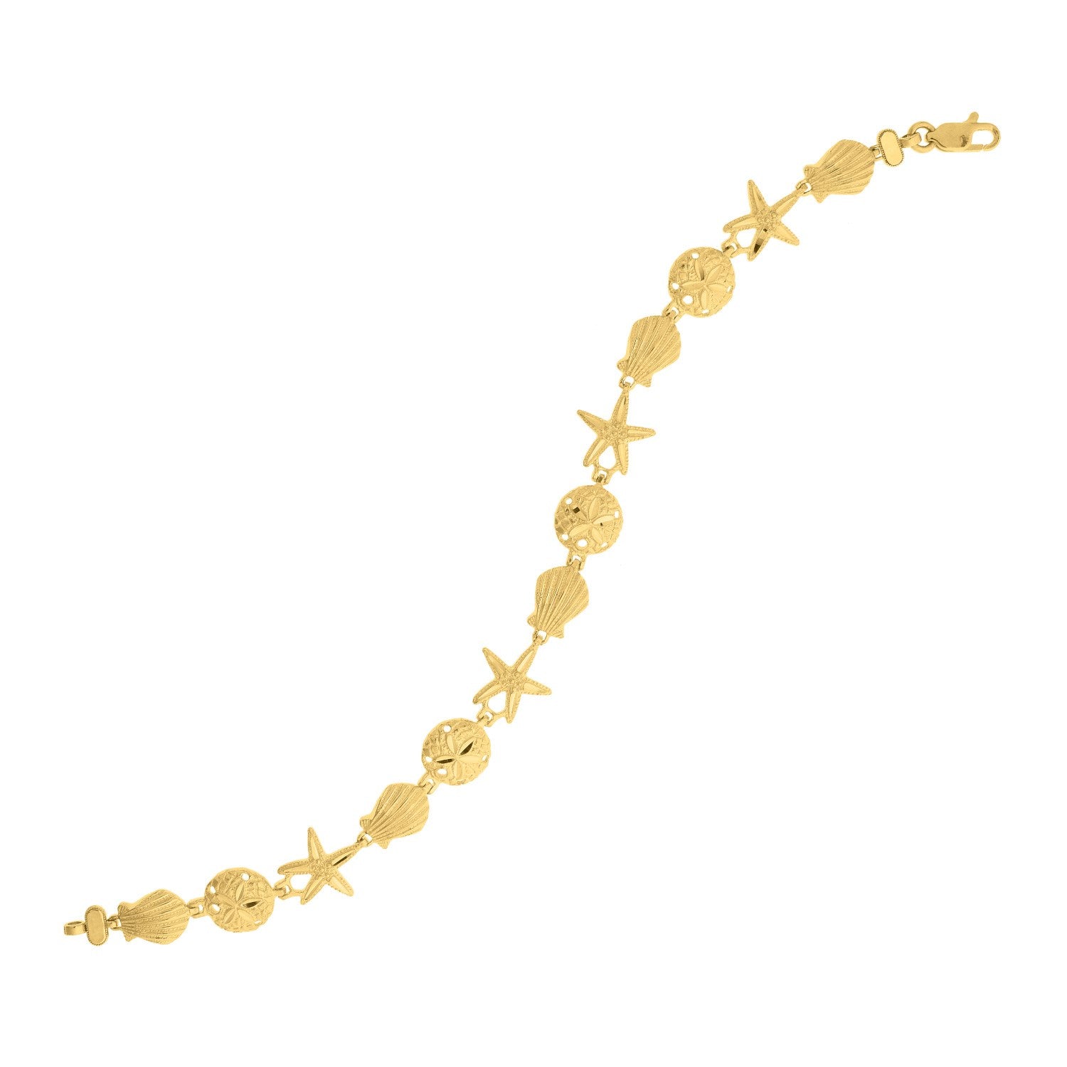 Sea Life Bracelet in 10K Yellow Gold in a sleek high-contrast midnight luxury editorial style